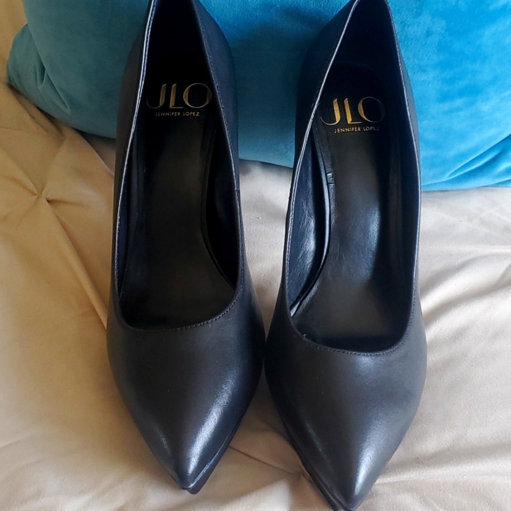 JLo Black Platform Pointed Toe Pumps